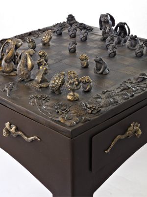 2003 - Bronze and Steel Table - 32"h x 26"w x 26"d - Edition of 34