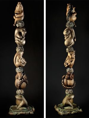 2008 - Bronze - (4 of 12 Zodiac animals on frog and lily pad base) 108"h x 26"w x 26"d - Edition of 12