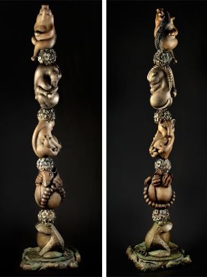 2008 - Bronze - (4 of 12 Zodiac animals on frog and lily pad base) 108"h x 26"w x 26"d - Edition of 12