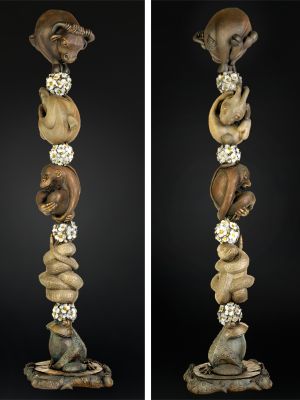 2008 - Bronze - (4 of 12 Zodiac animals on frog and lily pad base) 108"h x 26"w x 26"d - Edition of 12