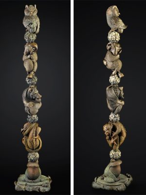 2008 - Bronze - (4 of 12 Zodiac animals on frog and lily pad base) 108"h x 26"w x 26"d - Edition of 12