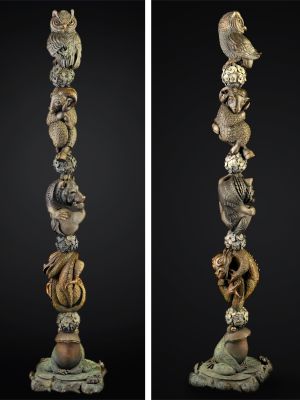 2008 - Bronze - (4 of 12 Zodiac animals on frog and lily pad base) 108"h x 26"w x 26"d - Edition of 12