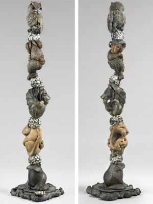 2008 - Bronze - (4 of 12 Zodiac animals on frog and lily pad base) 108"h x 26"w x 26"d - Edition of 12